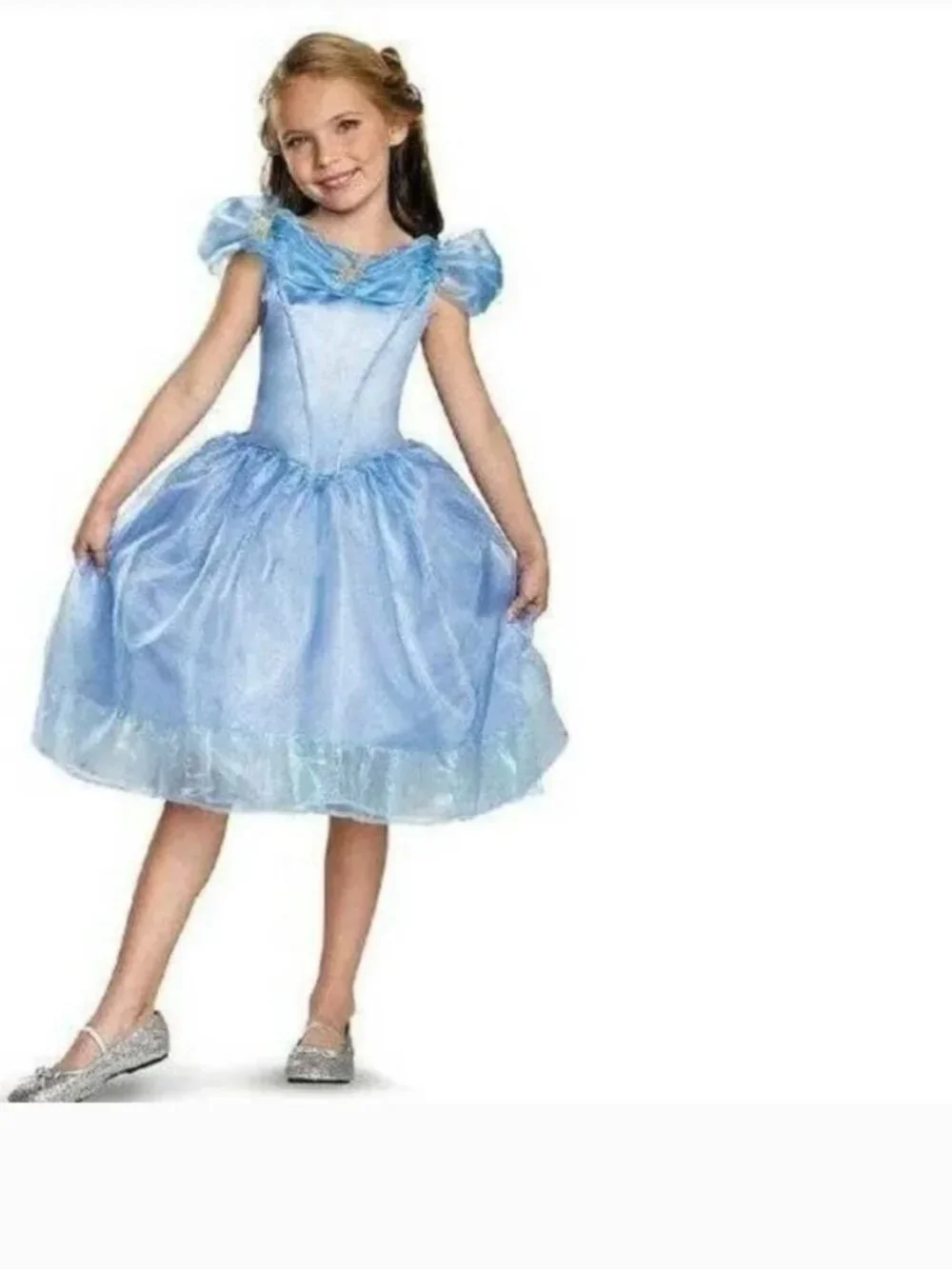 Princess Cinderella Halloween Costume 7/8 Blue Dress & Wig Disney Girls